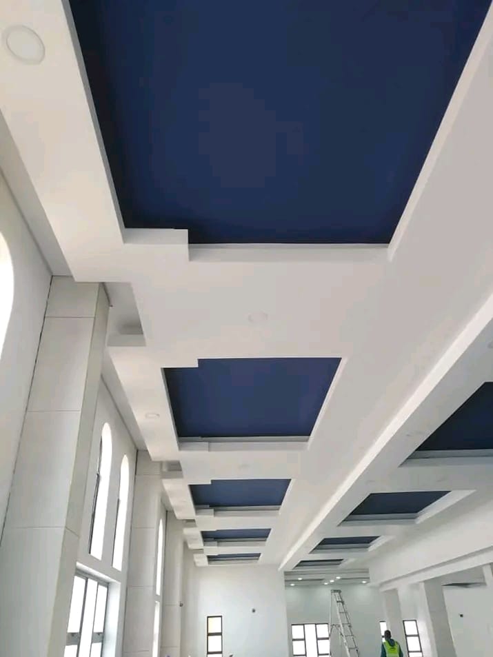 Hall with coffered ceiling