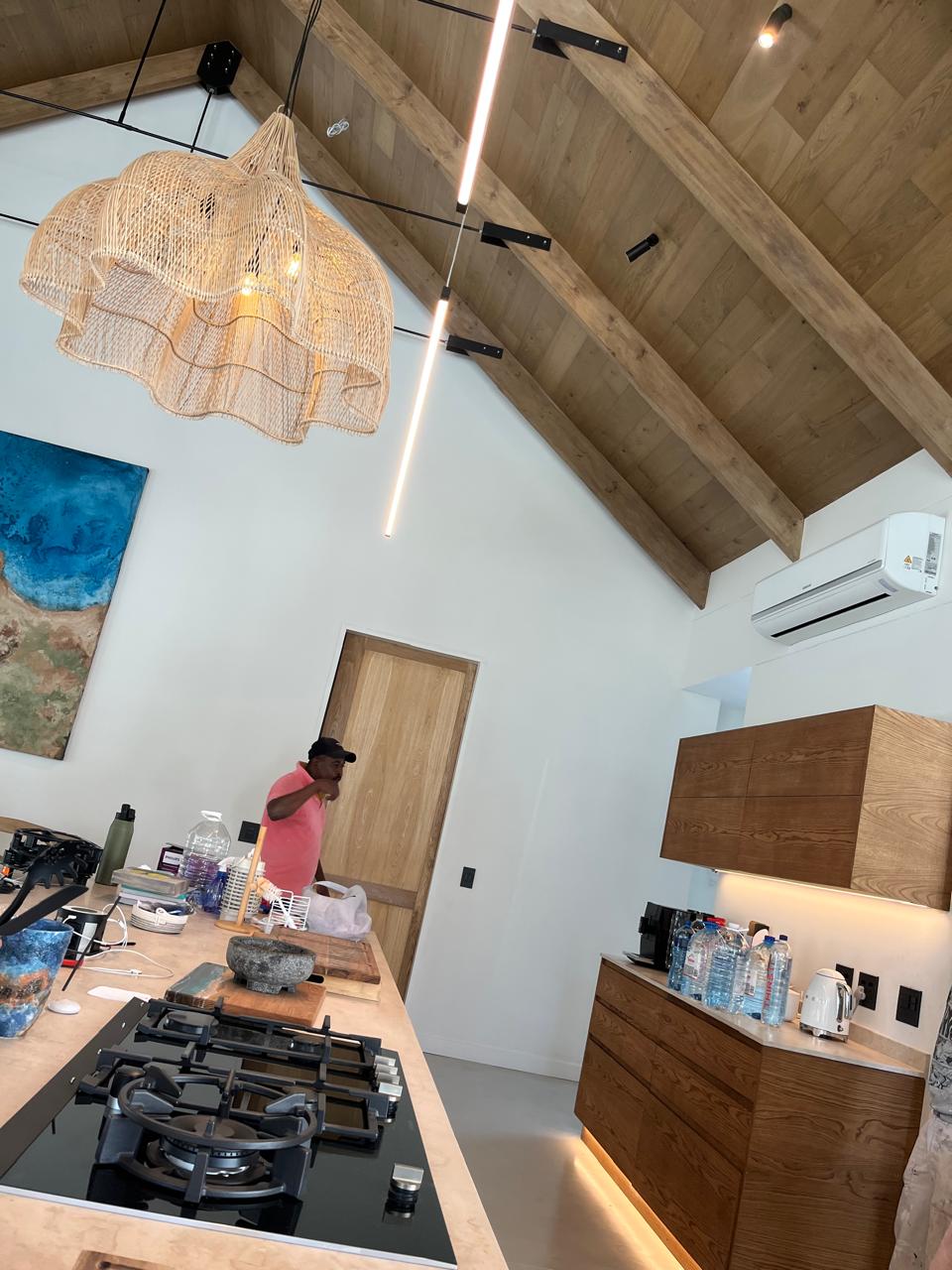 Vaulted kitchen with timber beams
