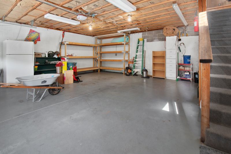 Organised garage with storage shelves